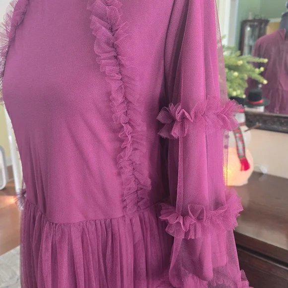 Dainty Jewells Burgundy Long Sleeve Dress - Picture 2 of 4